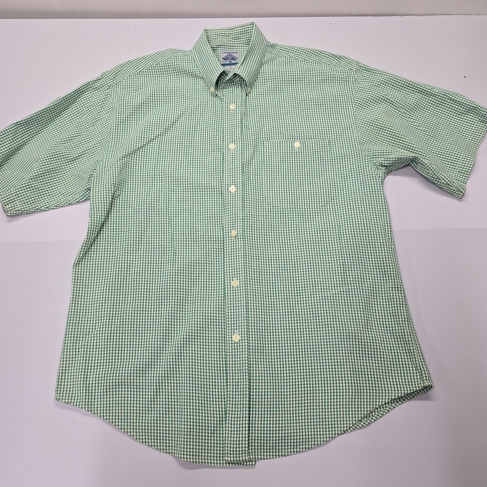 Vintage Cambridge‎ Classics Green White Gingham Short Sleeve Button Down Shirt M
